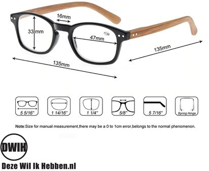 Leesbril op sterkte, Houten pootjes, panter frame