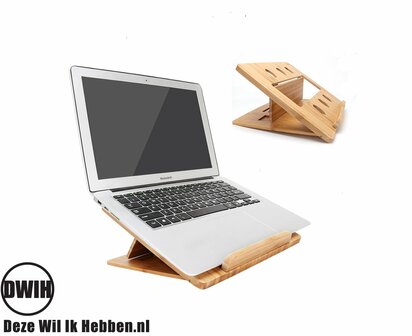 Bamboe opvouwbaar en verstelbaar laptopstandaard  