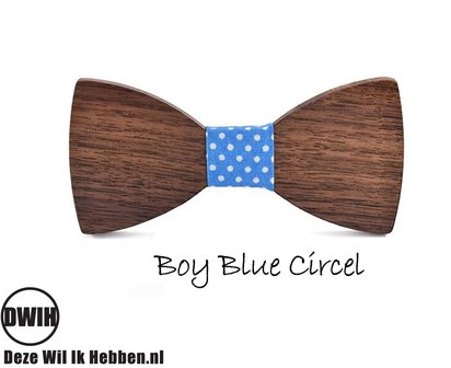 Houten strik: Boy Blue Circel- Kindermaat