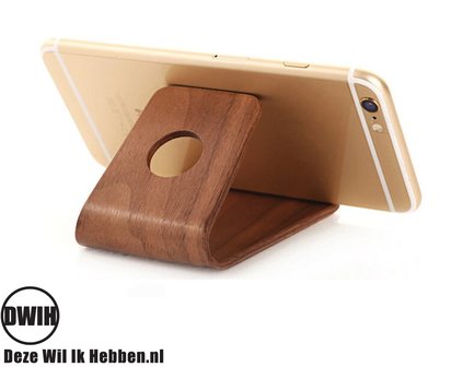 Luxe houten Telefoonstand houder Walnoot