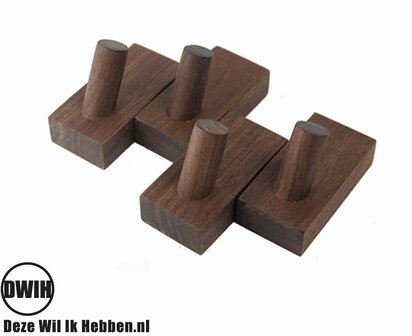 Nordic Design - 2 stuks - kapstok haken - Walnoot - model &quot;BLIX&quot;- Modern Design