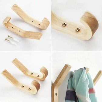 Nordic Design - 2 stuks - houten kapstok haken - Rubberwood - model &quot;BINK&quot;