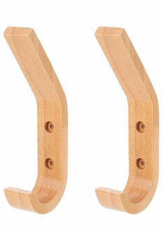 Nordic Design - 2 stuks - houten kapstok haken - Rubberwood - model &quot;BINK&quot;