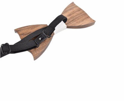 DWIH - houten Vlinderdas de Luxe - Vlinderstrik van hout - houten manchetknopen -Pochette - Zilver