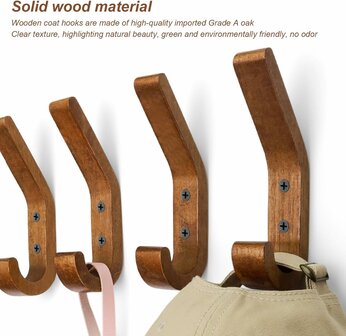 Nordic Design - 2 stuks - houten kapstok haken - Walnoot- model &quot;BINK&quot;