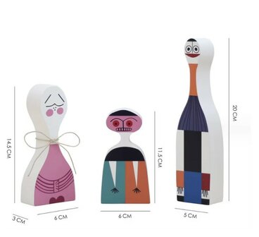 Set of 3 Wooden Dolls - Vitra  replica - No 1, 2 en 3
