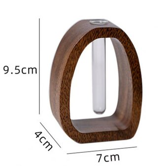 Elegante Japandi Hydrocultuur Vaas van Walnoothout &ndash; Strak en Tijdloos Design - 9 cm