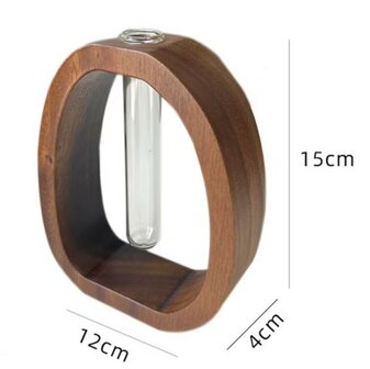 Elegante Japandi Hydrocultuur Vaas van Walnoothout &ndash; Strak en Tijdloos Design - 15 cm