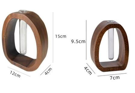 Elegante Japandi Hydrocultuur Vaas van Walnoothout &ndash; Strak en Tijdloos Design 