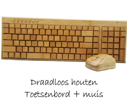 Draadloos Houten Toetsenbord en houten Muis 