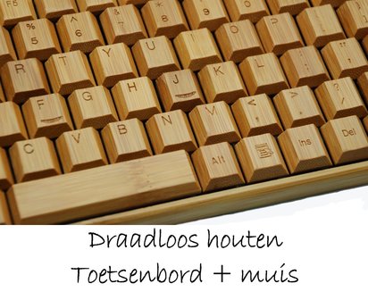 Draadloos Houten Toetsenbord en houten Muis 