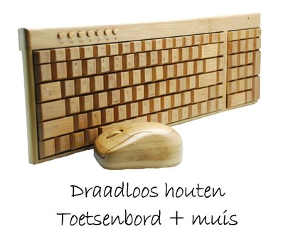 Draadloos Houten Toetsenbord en houten Muis 