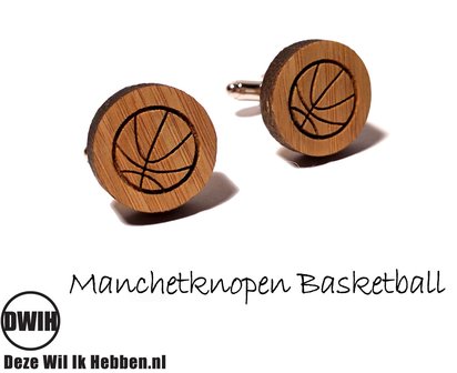 LaserWood manchetknopen Basketball