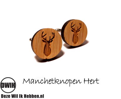 LaserWood manchetknopen Hert