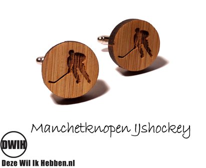 LaserWood manchetknopen IJshockey