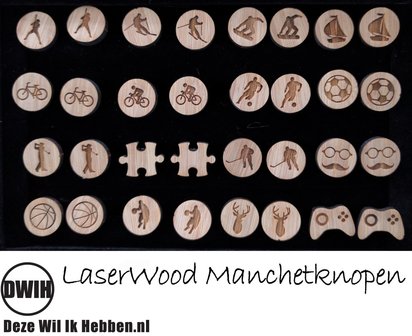 LaserWood manchetknopen Puzzel