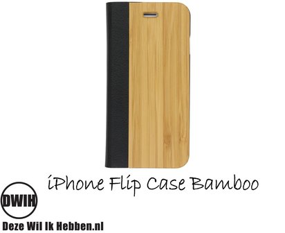 Houten flip case, iPhone 4 &ndash; Bamboe en Leer