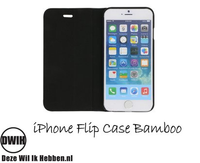 Houten flip case, iPhone 4 &ndash; Bamboe en Leer