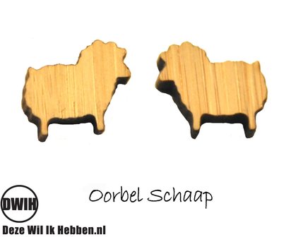 LaserWood Oorbel Schaap