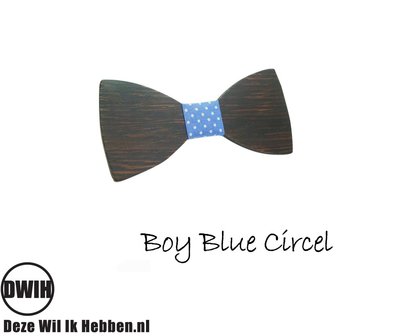 Houten strik: Boy Blue Circel- Kindermaat