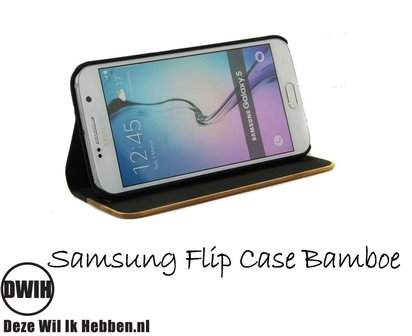 Samsung Galaxy S8 flip case Bamboe en leer