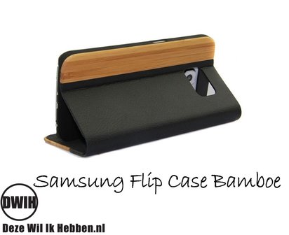 Samsung Galaxy S8 flip case Bamboe en leer