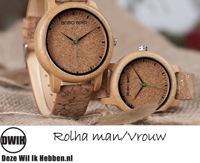 Houten horloge: Rolha Man