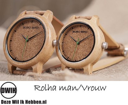 Houten horloge: Rolha Man