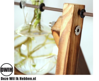 Nordic style houten/glazen trippel vaas