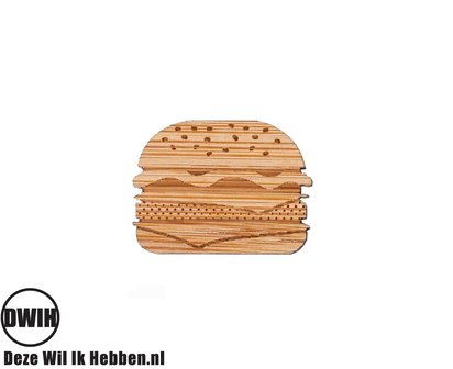 LaserWood Pin / Broche Hamburger