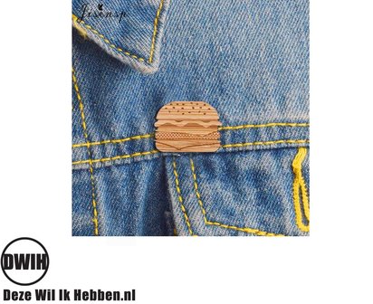 LaserWood Pin / Broche Hamburger