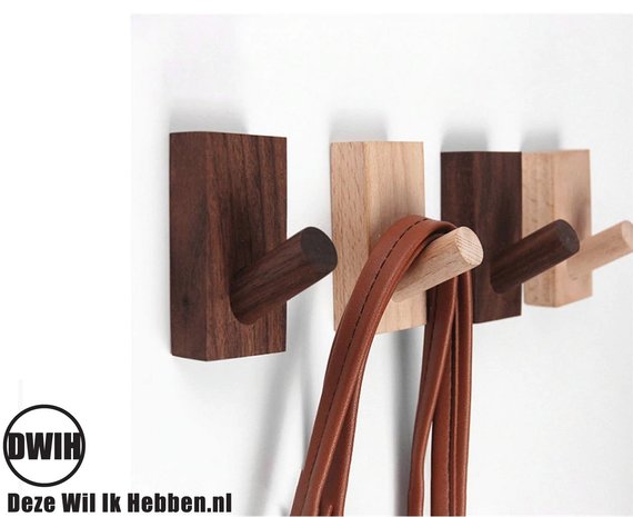 2 stuks -Nordic Design- kapstok haken - Beuken- model "BLIX"- Modern Design