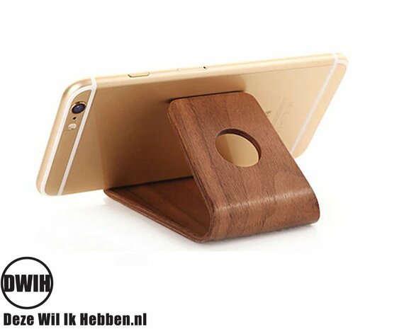 Luxe houten Telefoonstand houder Walnoot