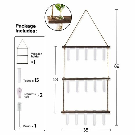 DWIH - Hangende stekjes boom  - Geschikt voor 15 stekjes, bloemen, waterplanten (Hydroponie)