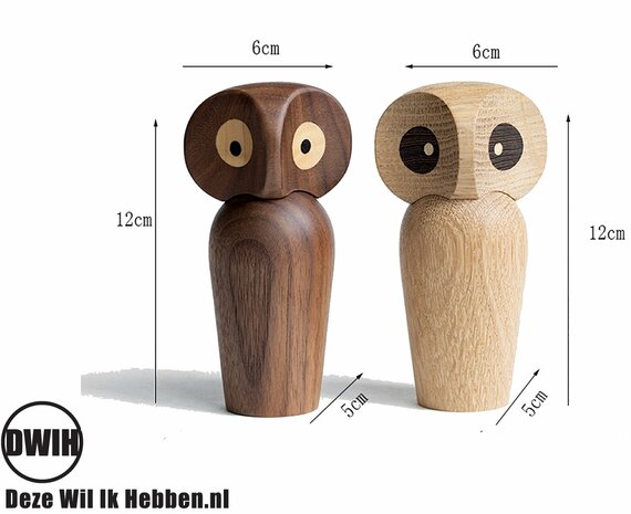 Nordic Design: Uil set eiken en Walnoot