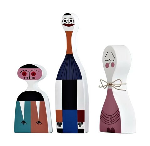 Set of 3 Wooden Dolls - Vitra  replica - No 1, 2 en 3
