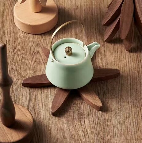 DWIH - Houten Pannenonderzetter - set van 4 Walnoot - Boomvormig