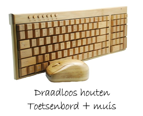 Draadloos Houten Toetsenbord en houten Muis 