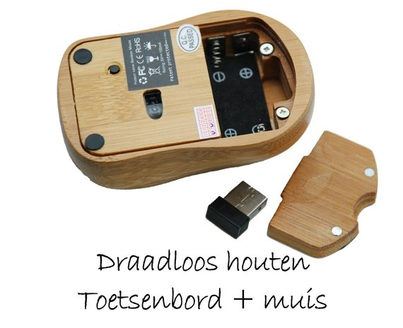 Draadloos Houten Toetsenbord en houten Muis 