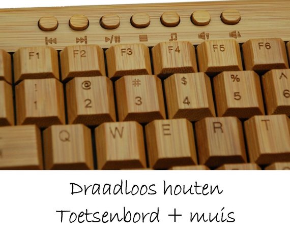 Draadloos Houten Toetsenbord en houten Muis 