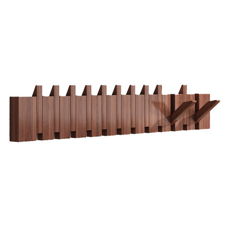 Piano Kapstok - wandkapstok - keys - 12 haken - kapstok hangend - walnoot 