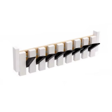 Piano Kapstok - wandkapstok - keys - 6 haken - kapstok hangend - Zwart / Wit