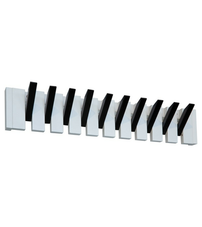 Piano Kapstok - wandkapstok - keys - 6 haken - kapstok hangend - Zwart / Wit