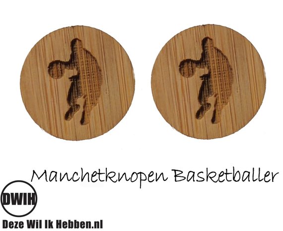 LaserWood manchetknopen Basketballer