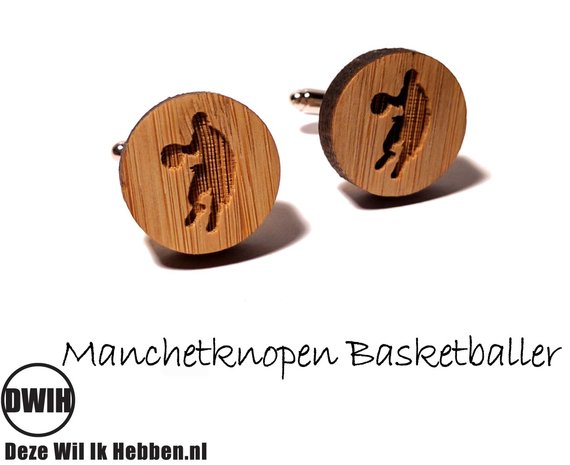 LaserWood manchetknopen Basketballer