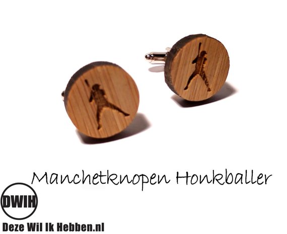 LaserWood manchetknopen Honkbal