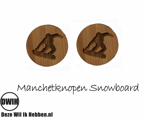 LaserWood manchetknopen Snowboard