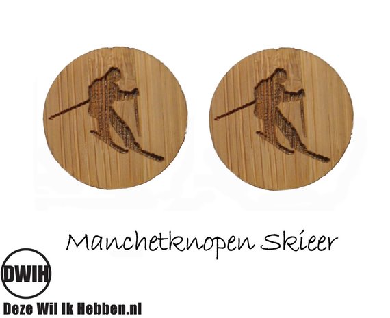 LaserWood manchetknopen Skieer