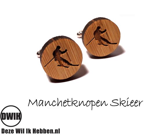 LaserWood manchetknopen Skieer