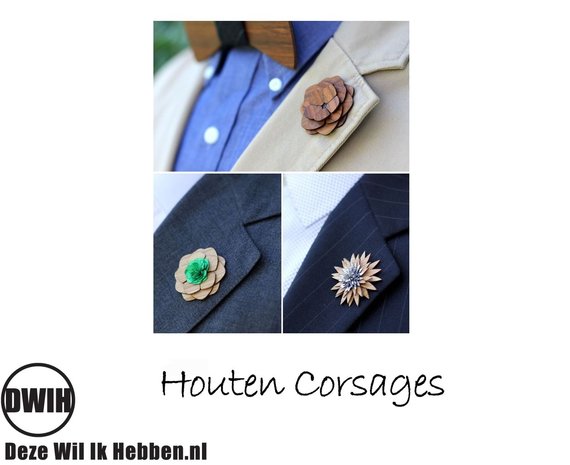 Houten corsage 